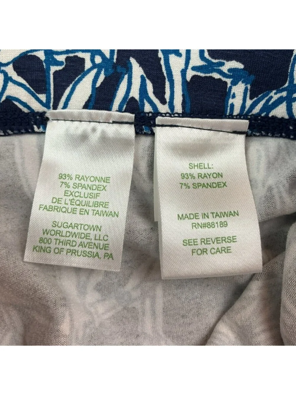 Lilly Pulitzer Bamboo Print A-Line Skirt Blue & White Rayon Spandex Womens Mediu